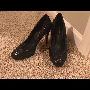 Black sequin high heels